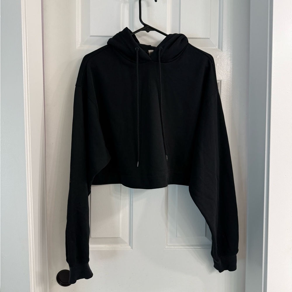 Alo Yoga Cropped Oversized Hoodie - Black - Athletic Yoga Gym Athleisure Wear